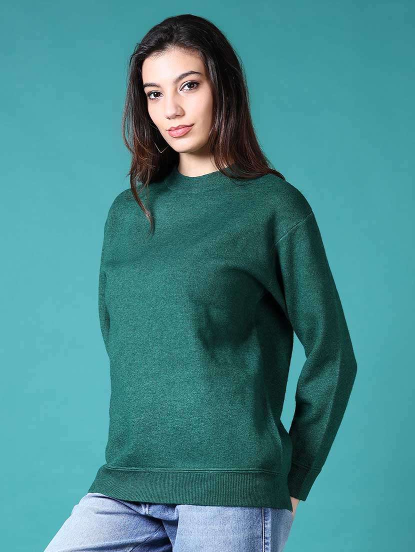 women solid long sleeves pullover - 21629008 -  Standard Image - 2