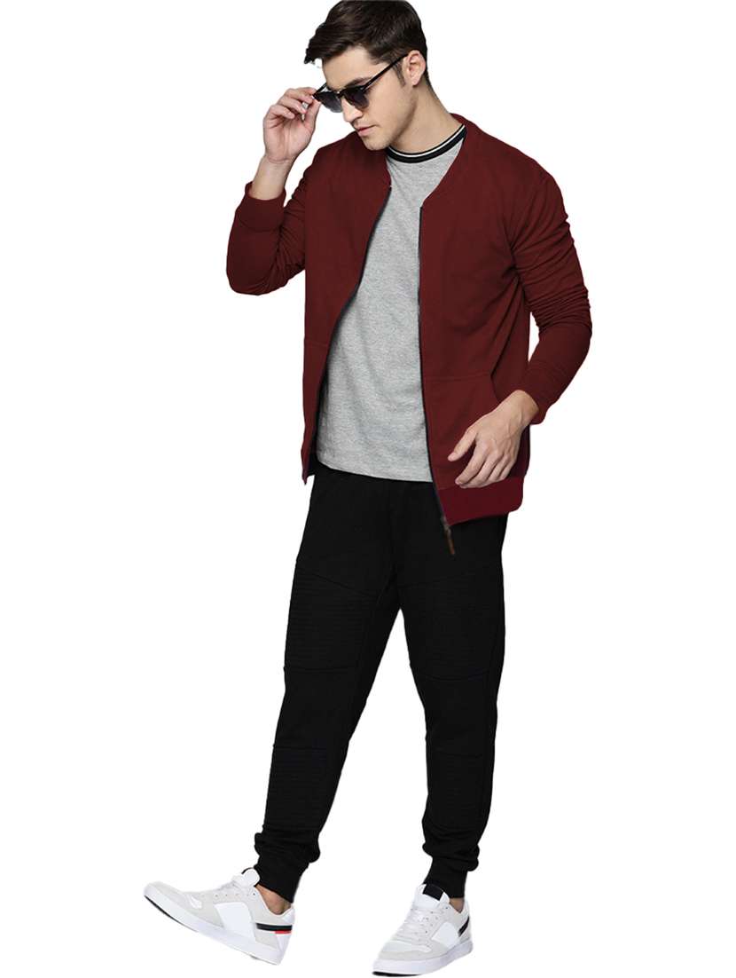 men plain long sleeve bomber jacket - 21629395 -  Standard Image - 2