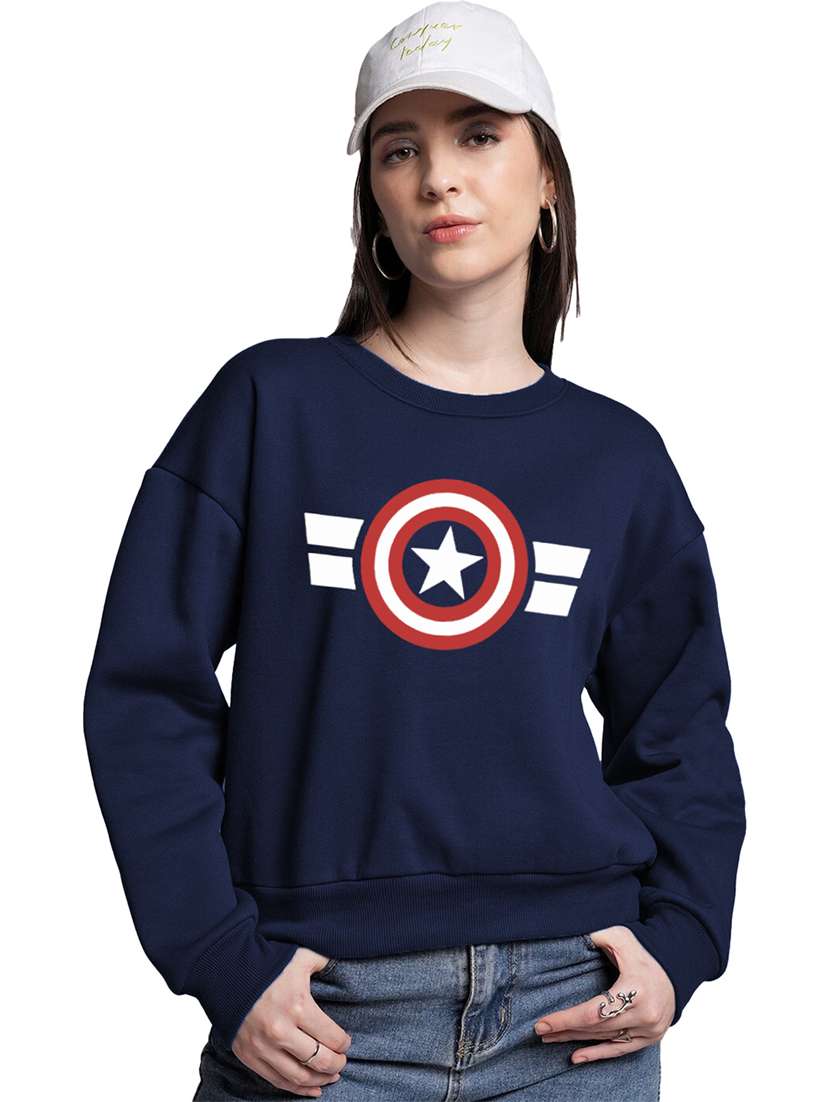 women chest printed oversized long sleeve sweatshirt