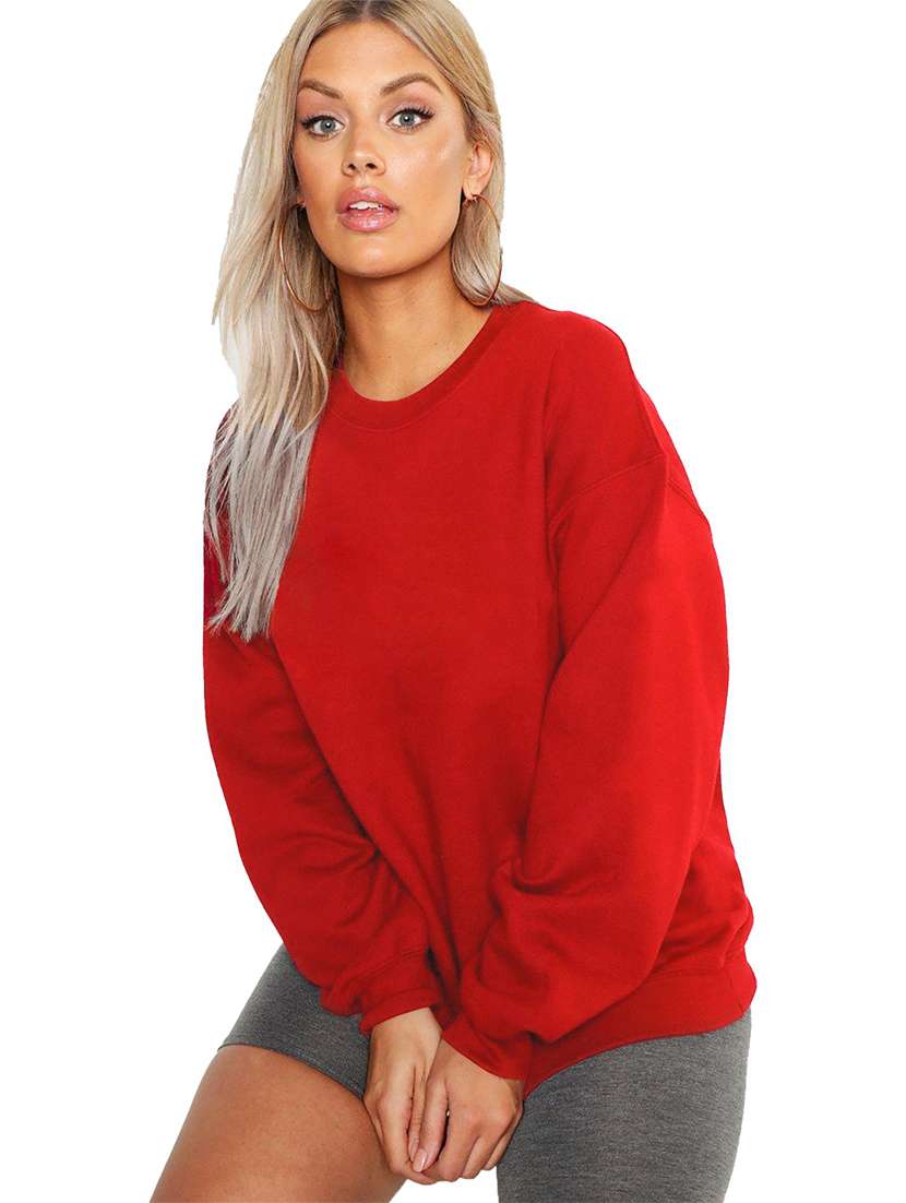 women plain oversized long sleeve sweatshirt