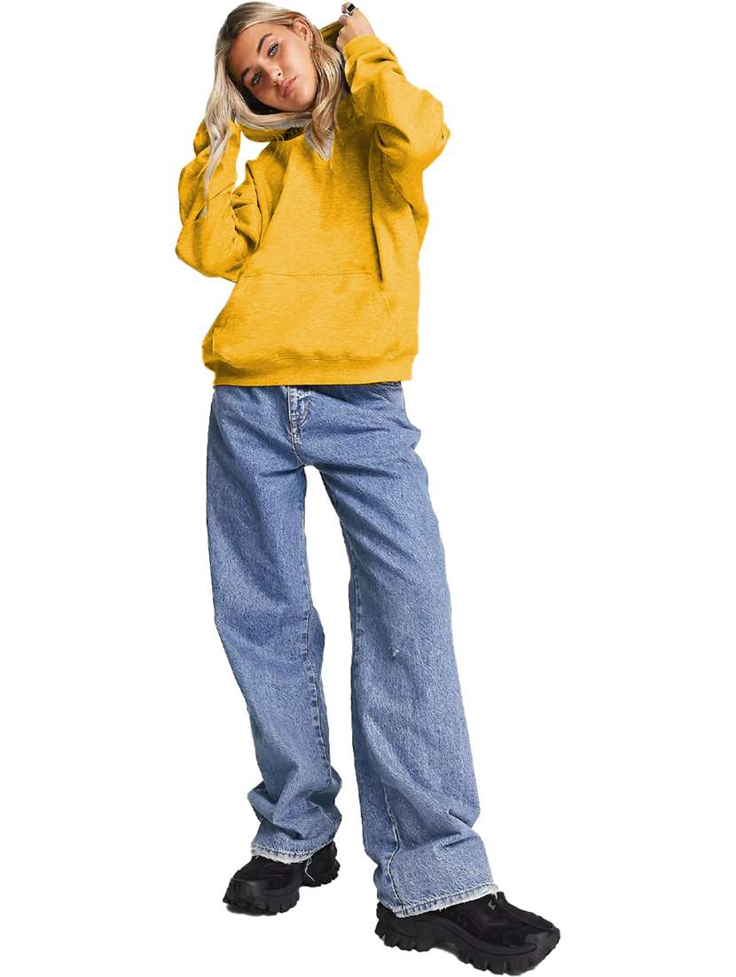 women plain hood neck oversized long sleeve sweatshirt - 21629443 -  Standard Image - 2