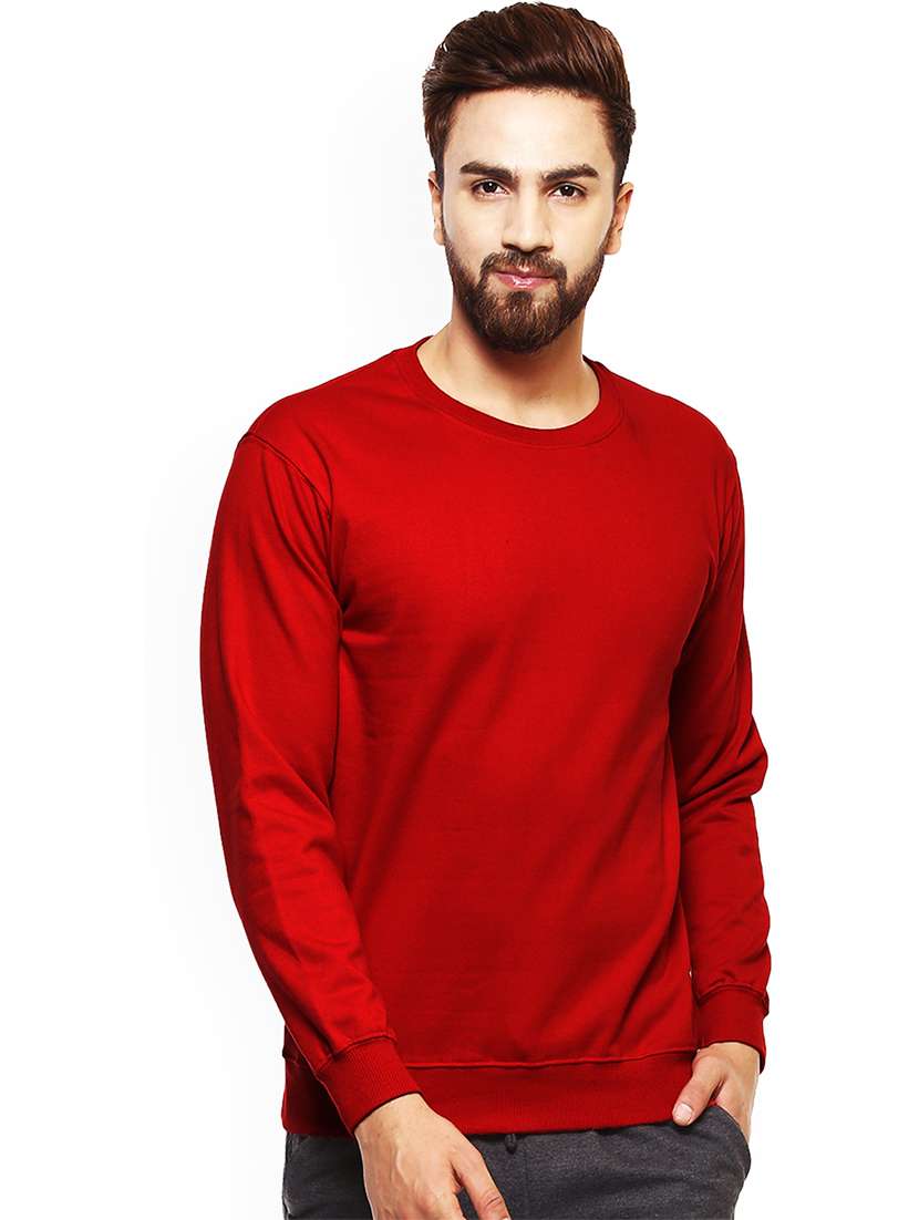 men round neck plain long sleeve sweatshirt