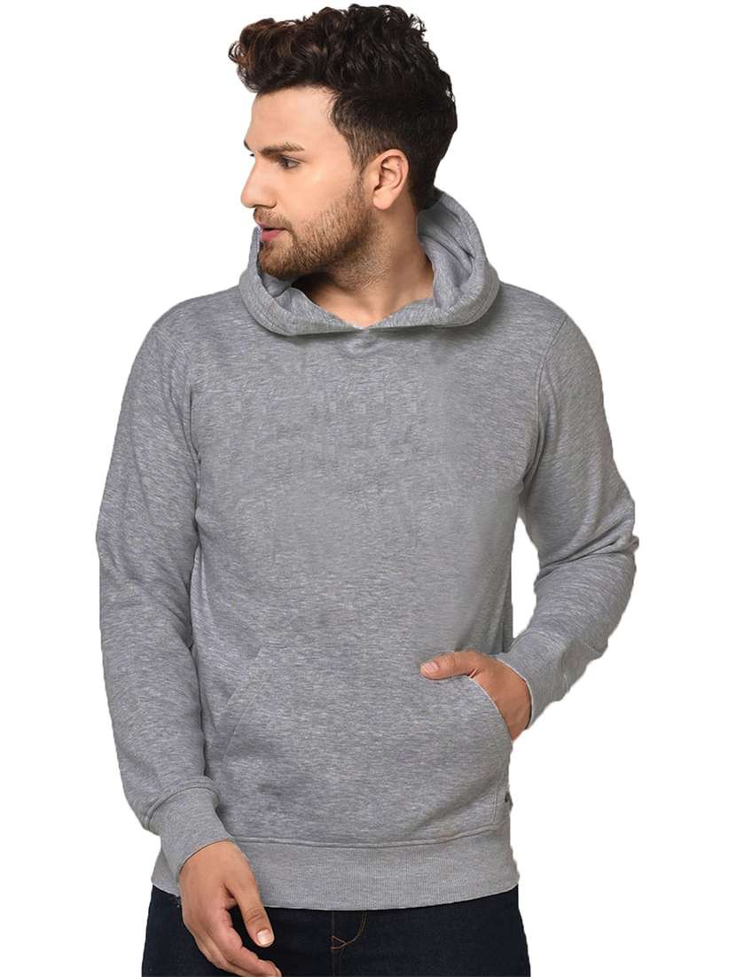 men hood neck plain long sleeve sweatshirt