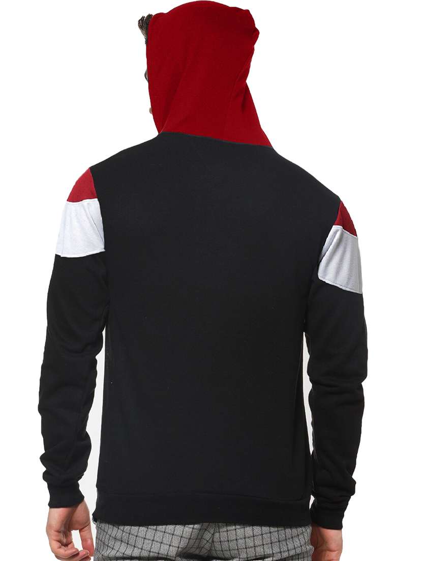men hood neck color block long sleeve sweatshirt - 21629510 -  Standard Image - 2