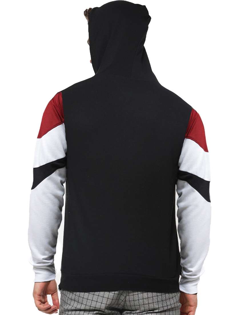 men hood neck color block long sleeve sweatshirt - 21629515 -  Standard Image - 2