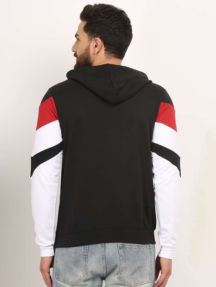 men hood neck color block long sleeve sweatshirt - 21629517 -  Standard Image - 2