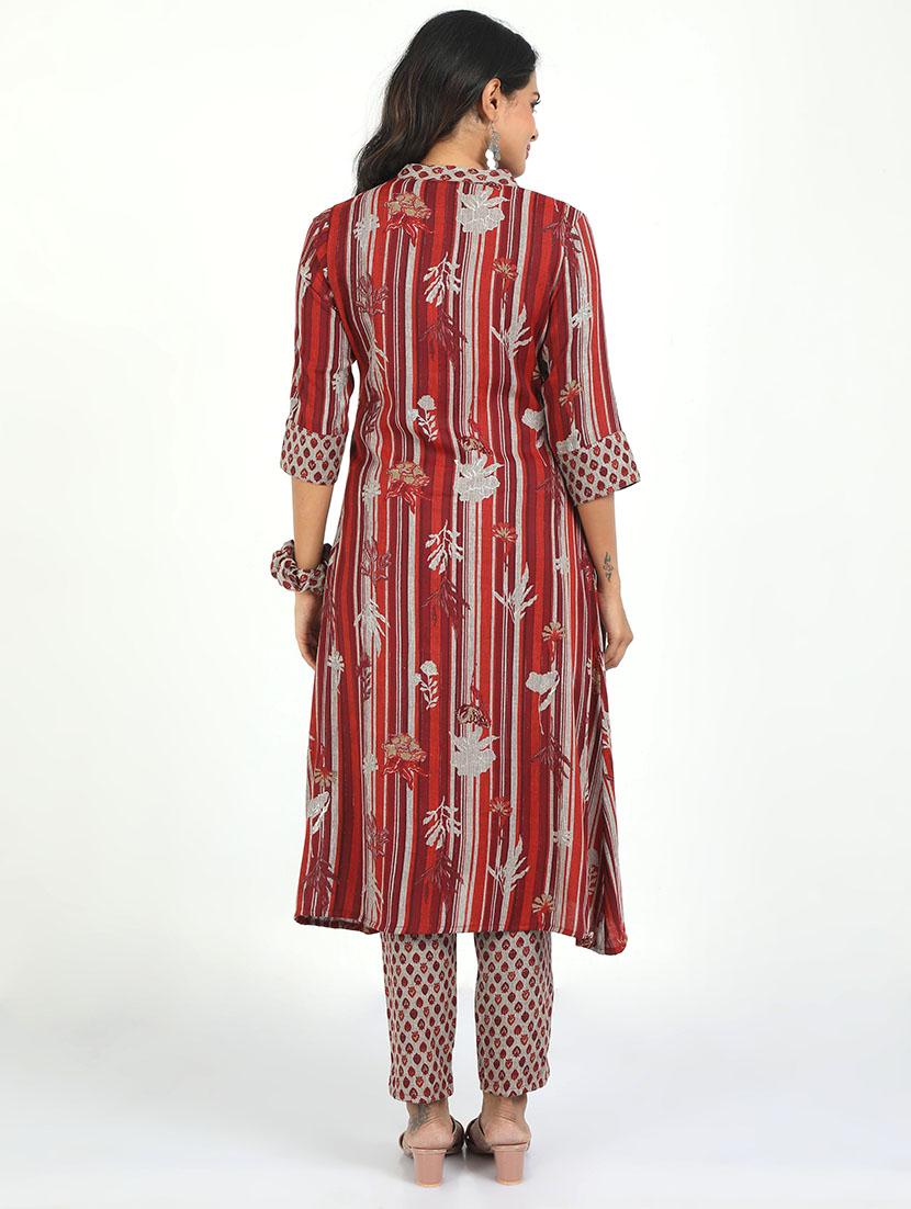 women printed three quarter sleeve kurta pant set - 21629586 - Standard Image - 2