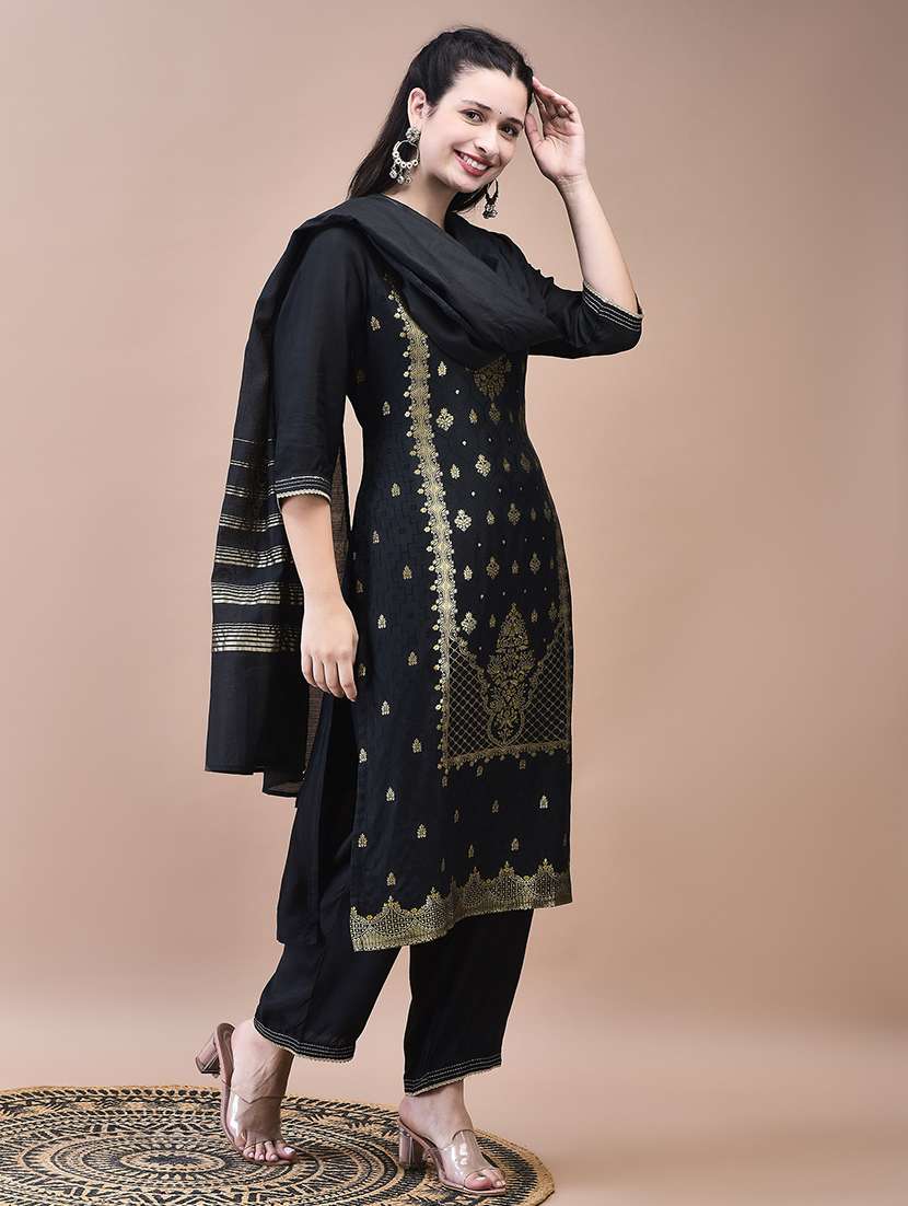women three quarter sleeve kurta pant with dupatta set - 21629676 - Standard Image - 2