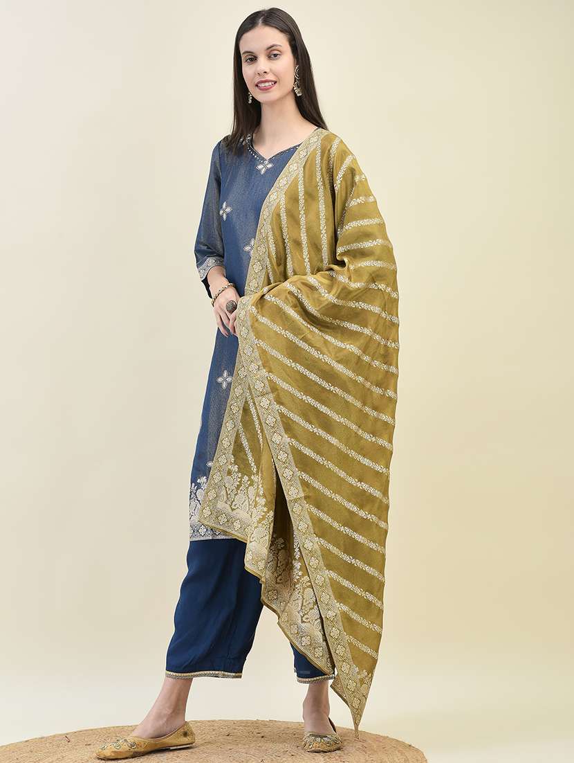 women three quarter sleeve kurta pant with dupatta set - 21629688 -  Standard Image - 2