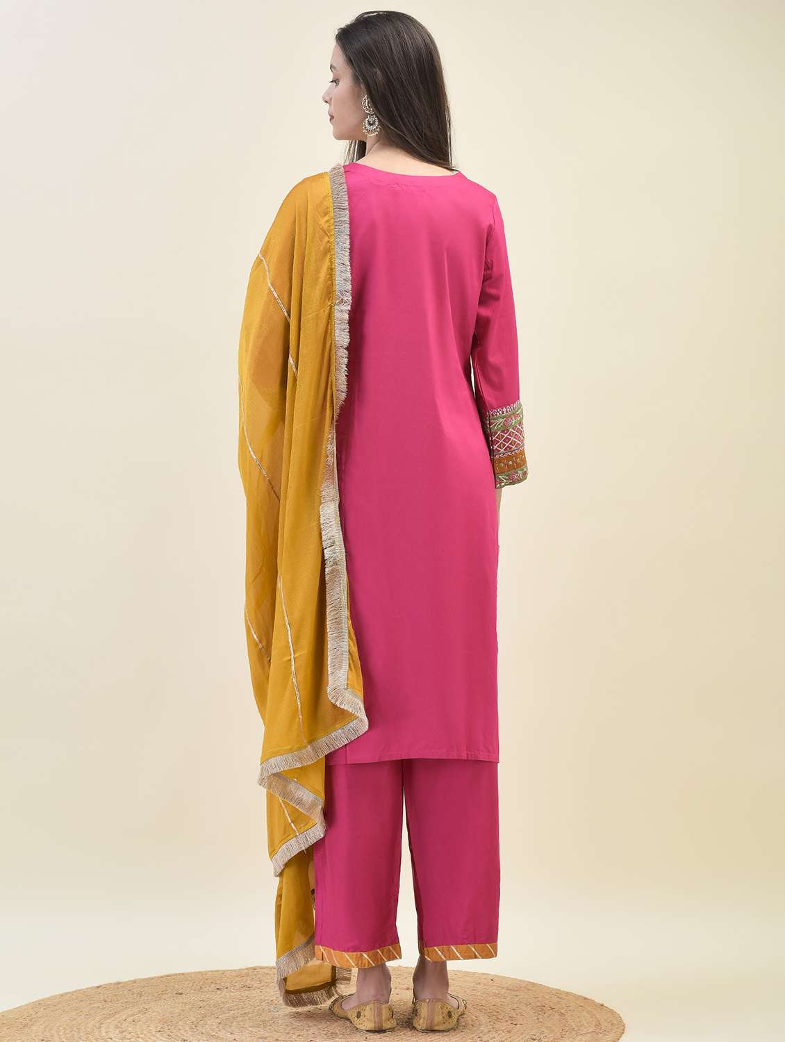 women three quarter sleeve kurta pant with dupatta set - 21629694 -  Standard Image - 2