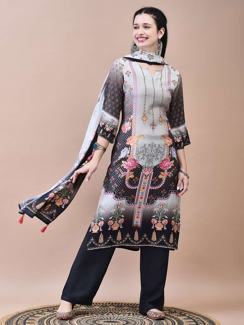 women three quarter sleeve kurta pant with dupatta set - 21629701 -  Standard Image - 2