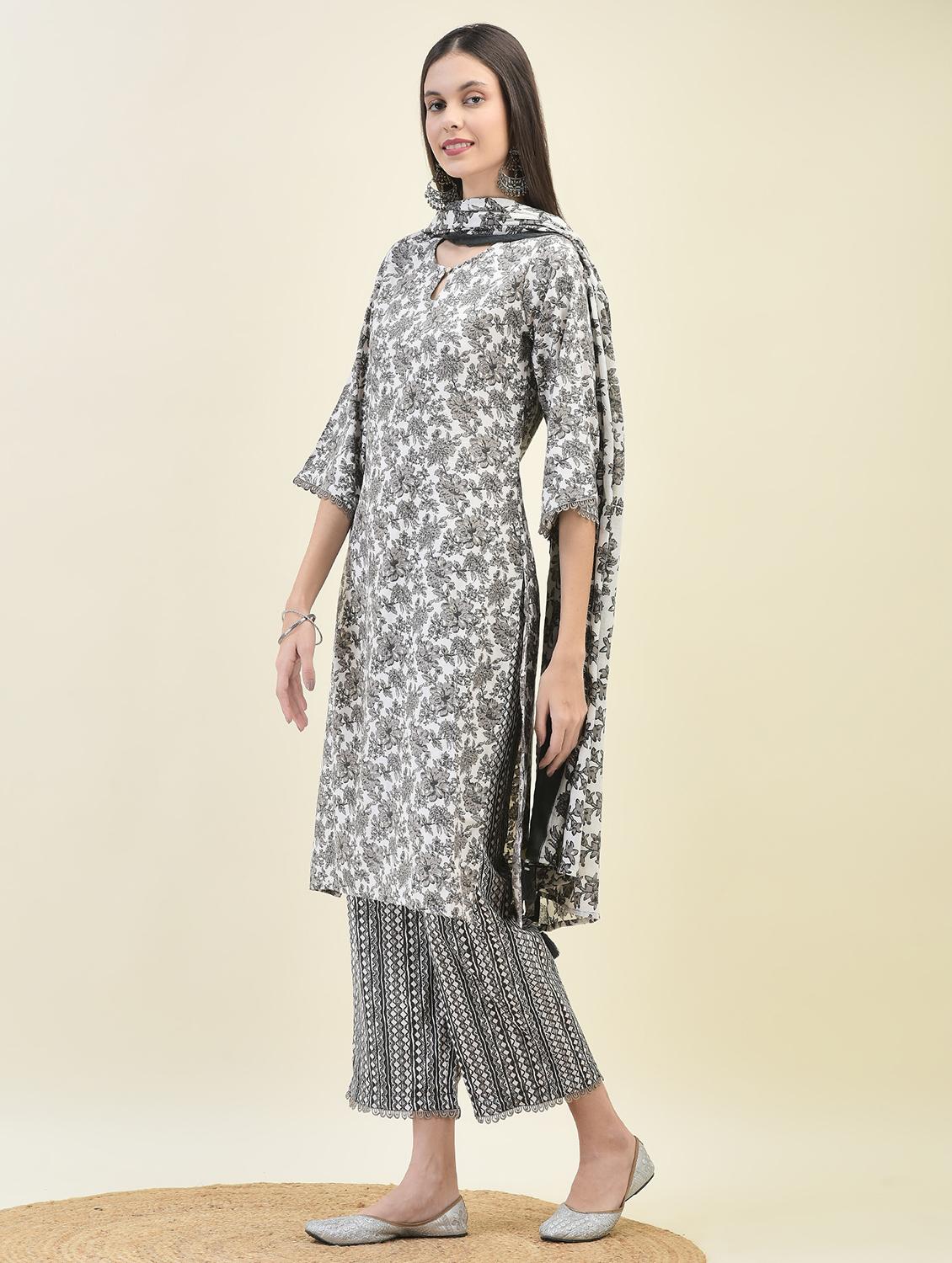 women three quarter sleeve kurta pant with dupatta set - 21629718 - Standard Image - 2