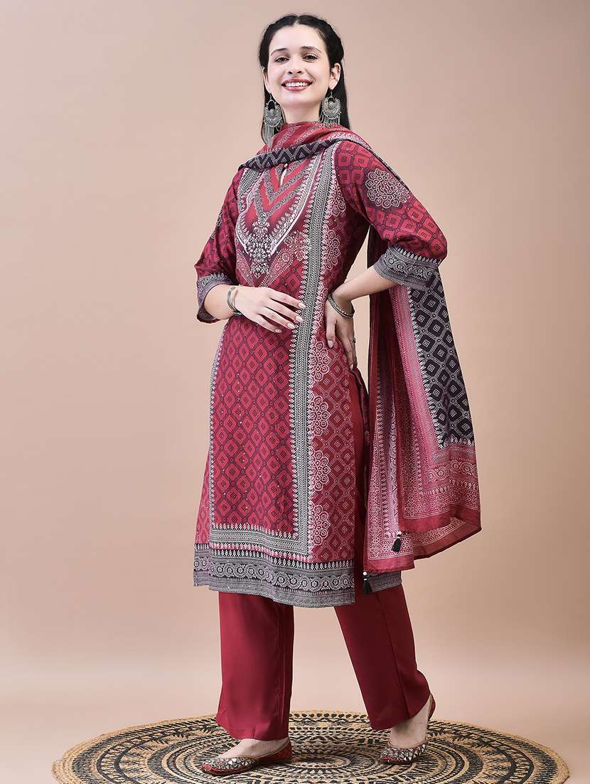 women printed kurta pant set with dupatta - 21629721 -  Standard Image - 2