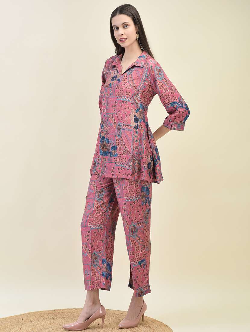 women three quarter sleeve regular fit ethnic co-ord set - 21629754 -  Standard Image - 2