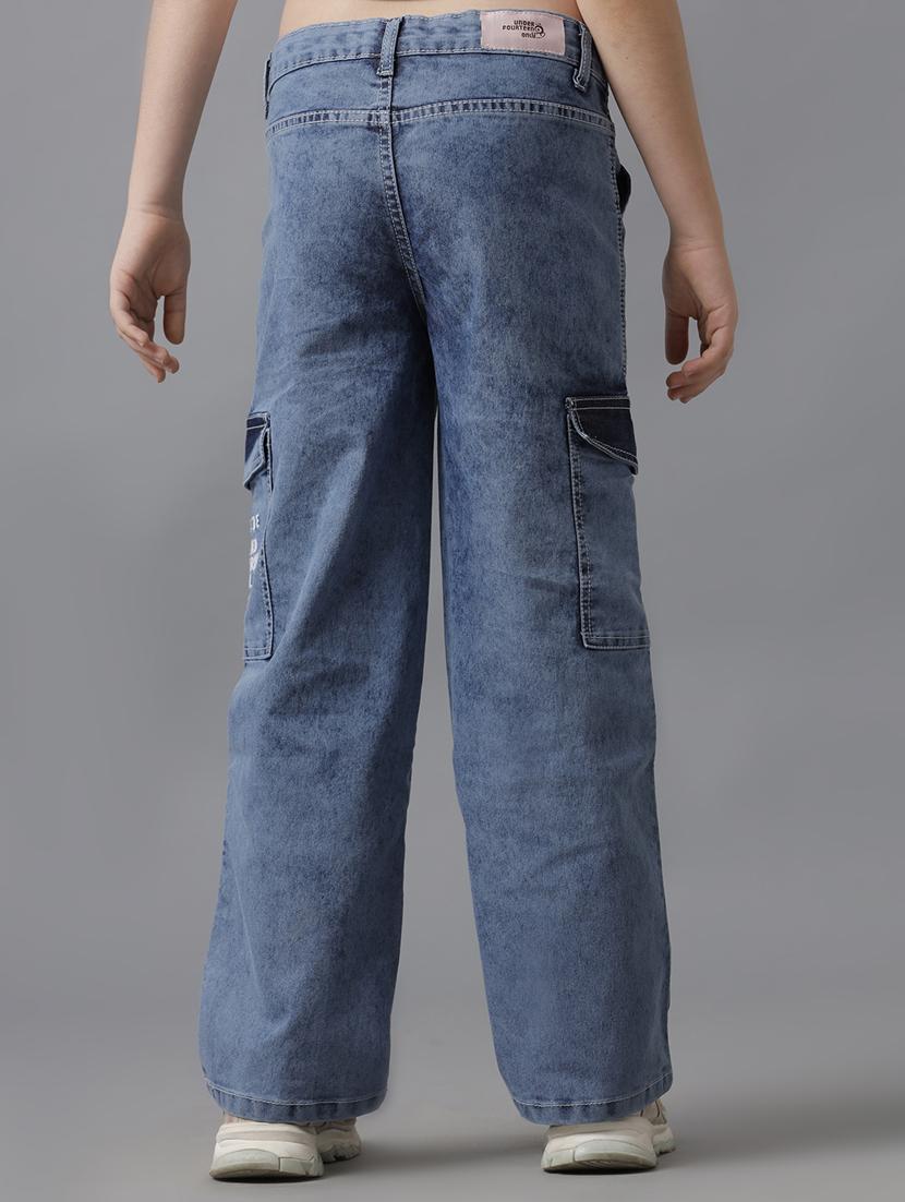 girls straight fit denim cargo - 21629904 - Standard Image - 2