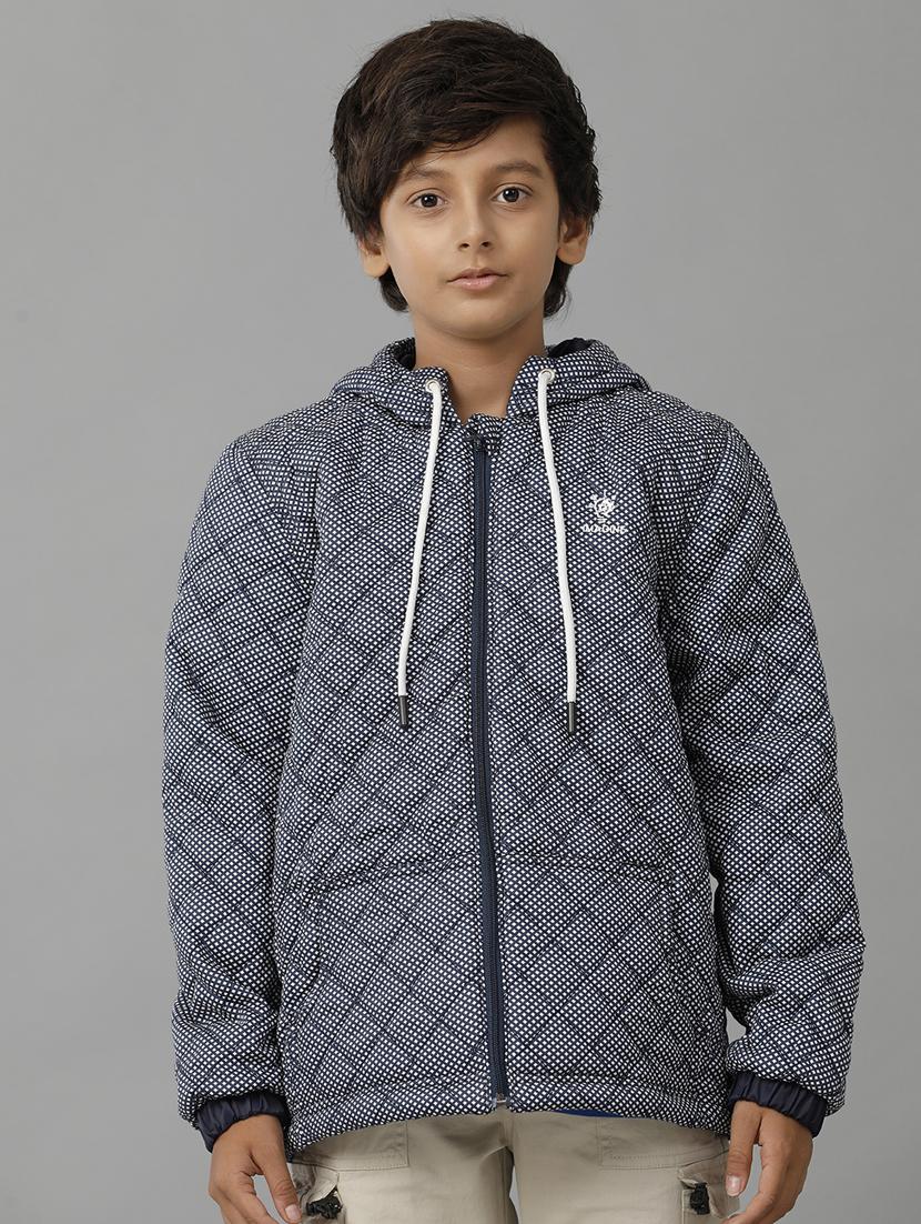 boys printed hooded quilted jacket