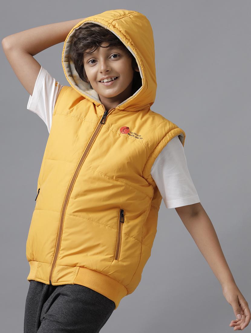 boys solid hooded sleeveless jacket - 21629921 - Standard Image - 2