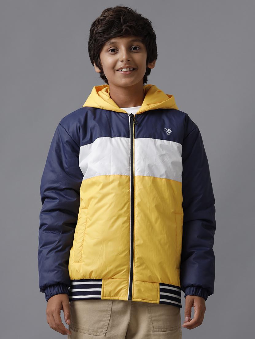 boys color block long sleeve hooded jacket