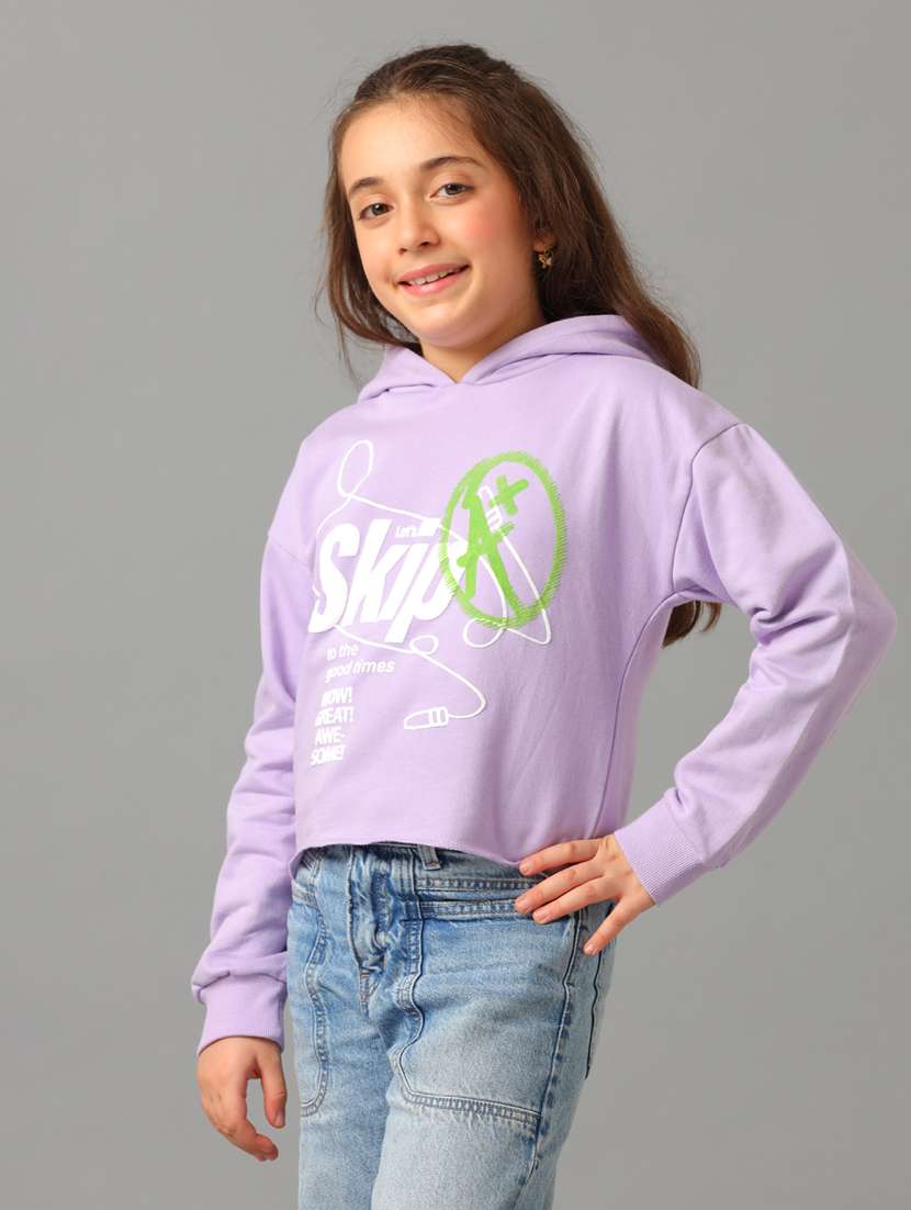 girls front print hooded sweatshirt - 21629930 -  Standard Image - 2