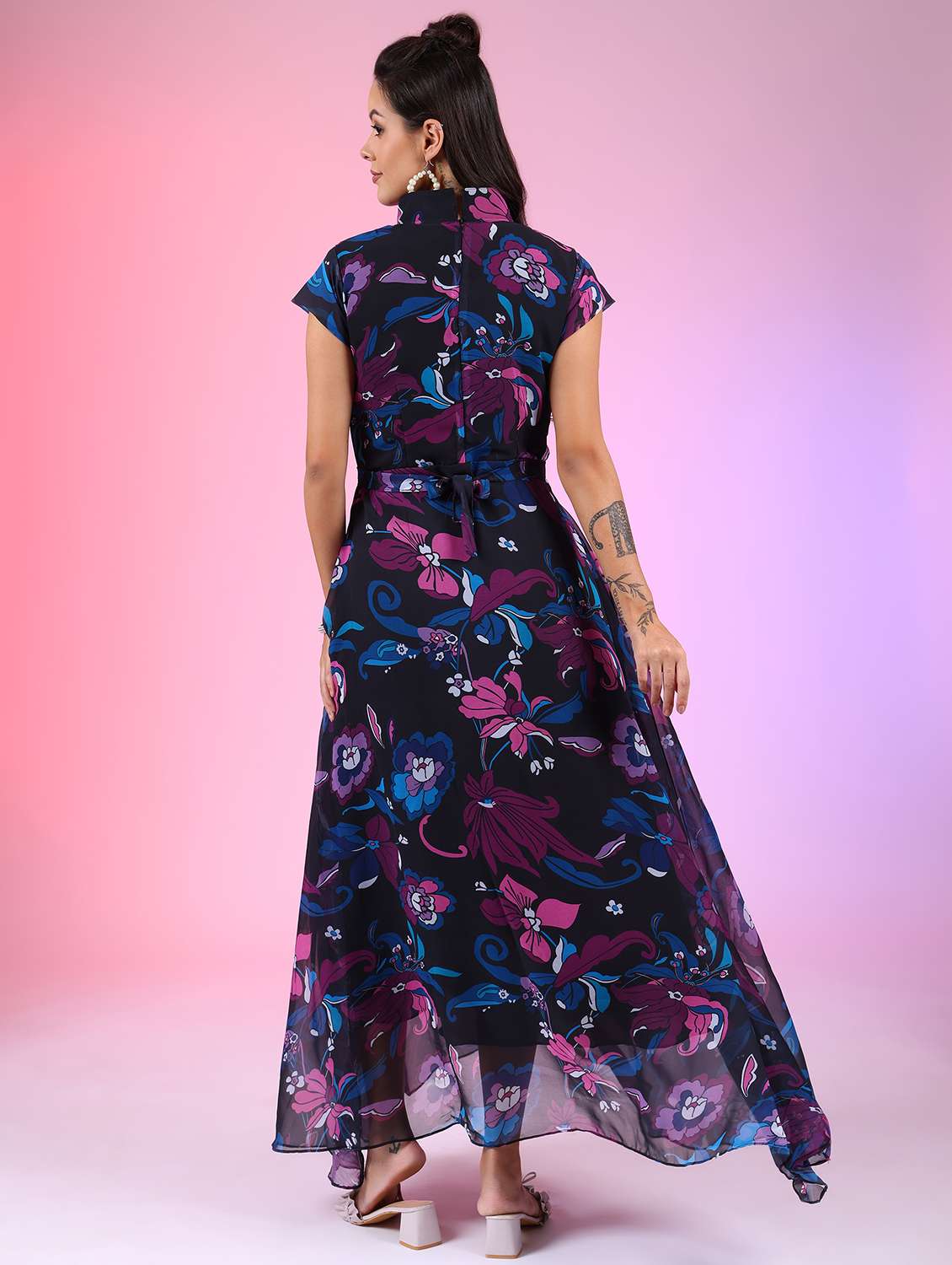 women floral georgette fit & flare dress - 21630203 -  Standard Image - 2