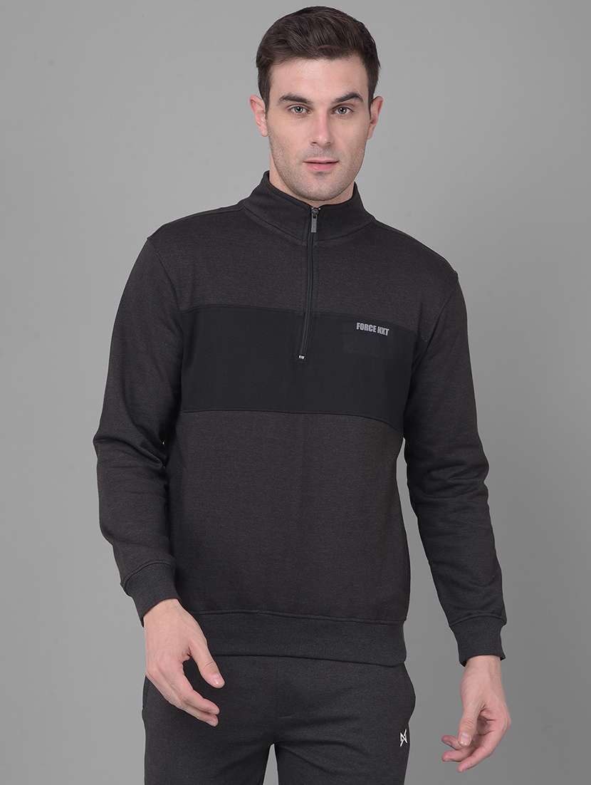 men charcoal long sleeve regular fit sweatshirt