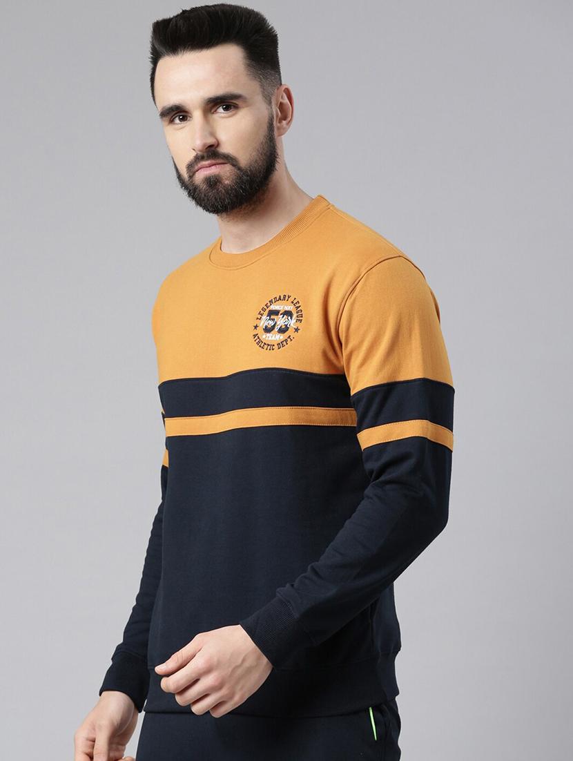 men regular fit color block long slevee sweatshirt - 21630312 - Standard Image - 2