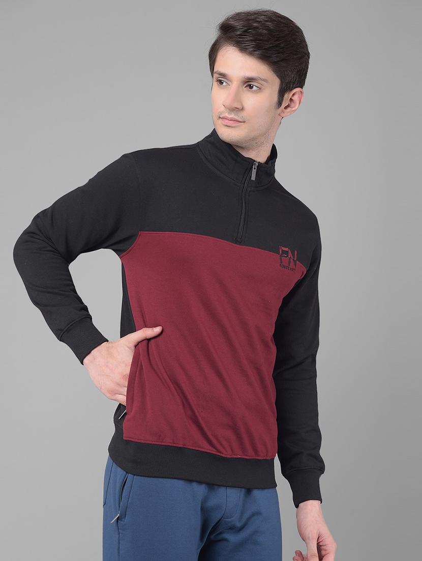 men regular fit color block long slevee sweatshirt - 21630314 - Standard Image - 2
