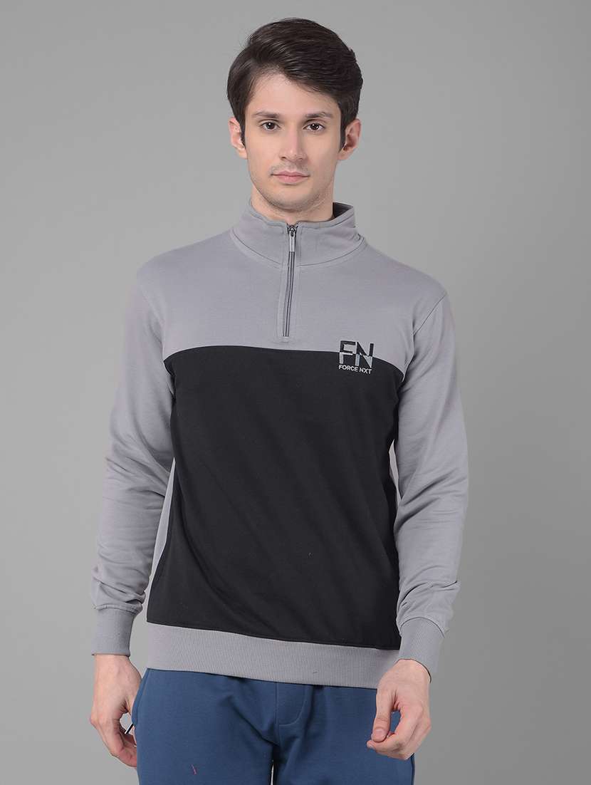 men grey long sleeve regular fit sweatshirt