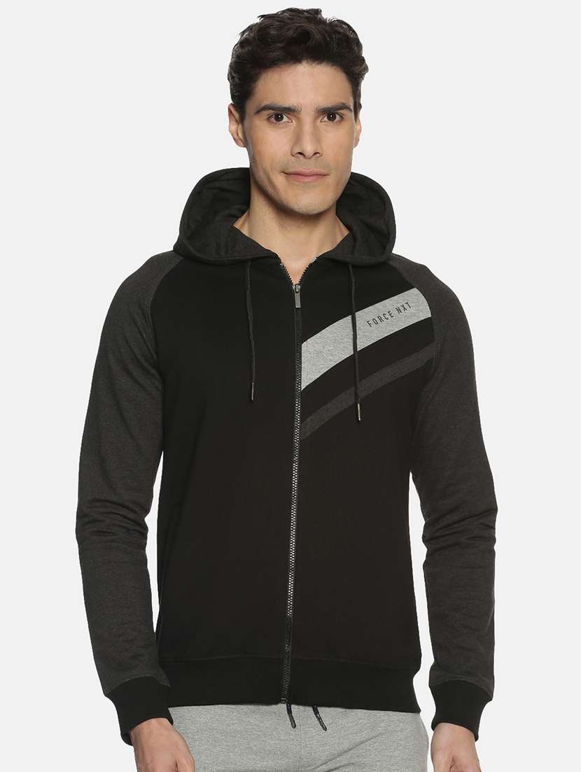 men color block long sleeve regular fit hooded sweatshirt