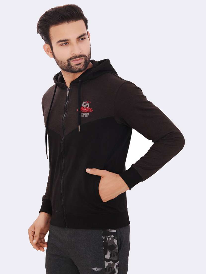 men color block long sleeve regular fit hooded sweatshirt - 21630330 -  Standard Image - 2