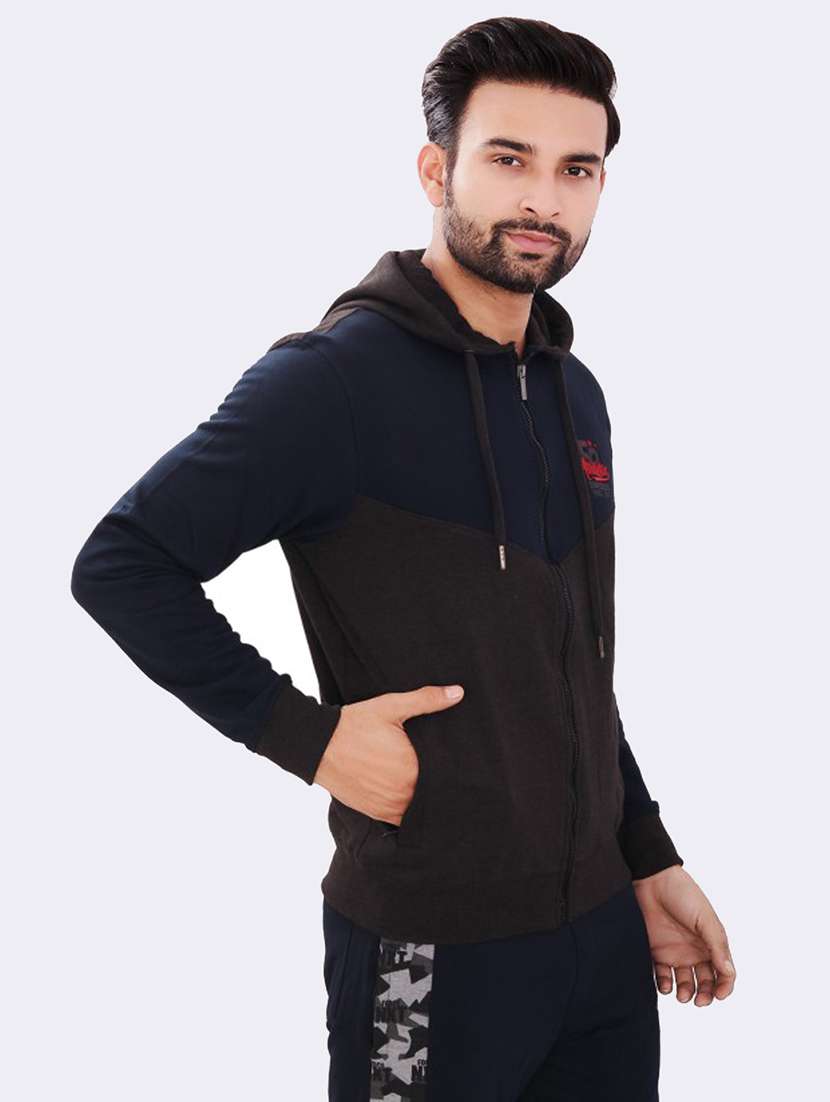 men color block long sleeve regular fit hooded sweatshirt - 21630331 -  Standard Image - 2