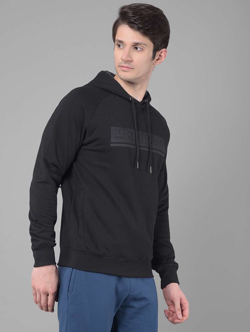 men black long sleeve regular fit hooded sweatshirt - 21630336 -  Standard Image - 2