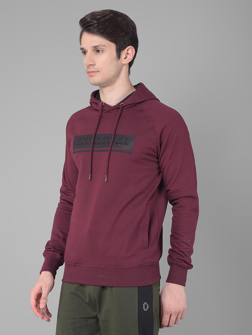 men maroon long sleeve regular fit hooded sweatshirt - 21630339 - Standard Image - 2