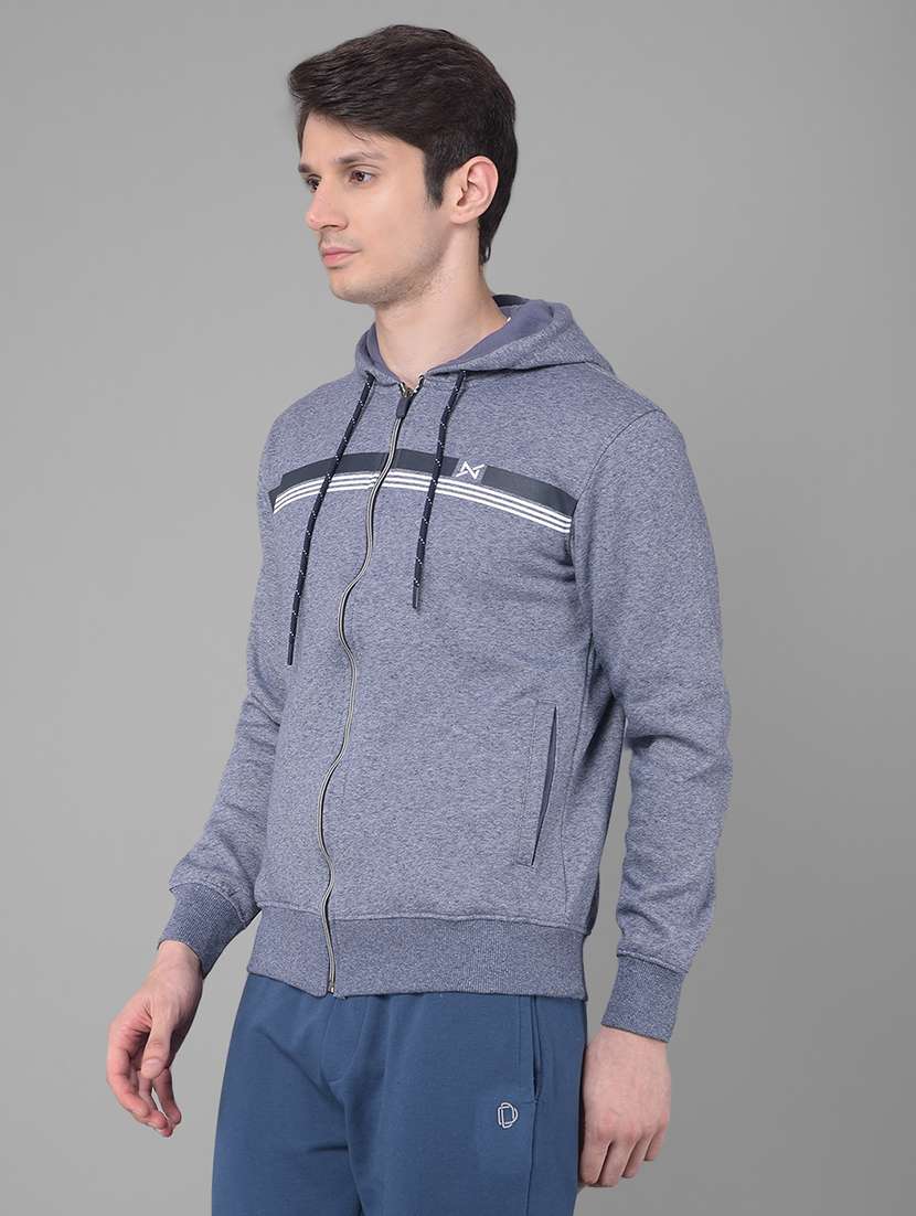 men navy blue long sleeve regular fit hooded sweatshirt - 21630343 -  Standard Image - 2
