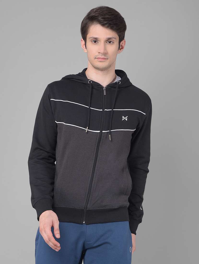 men black long sleeve regular fit hooded sweatshirt - 21630344 - Zoom Image - 0