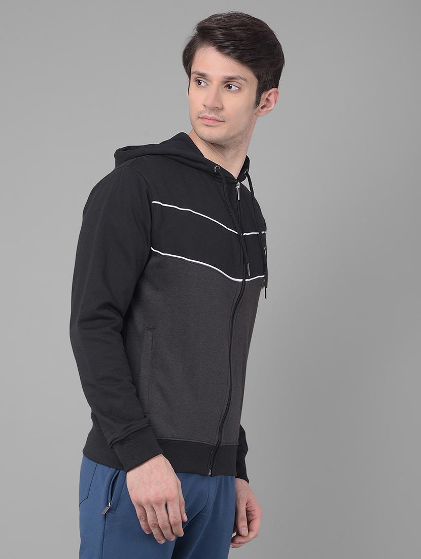 men black long sleeve regular fit hooded sweatshirt - 21630344 - Standard Image - 2