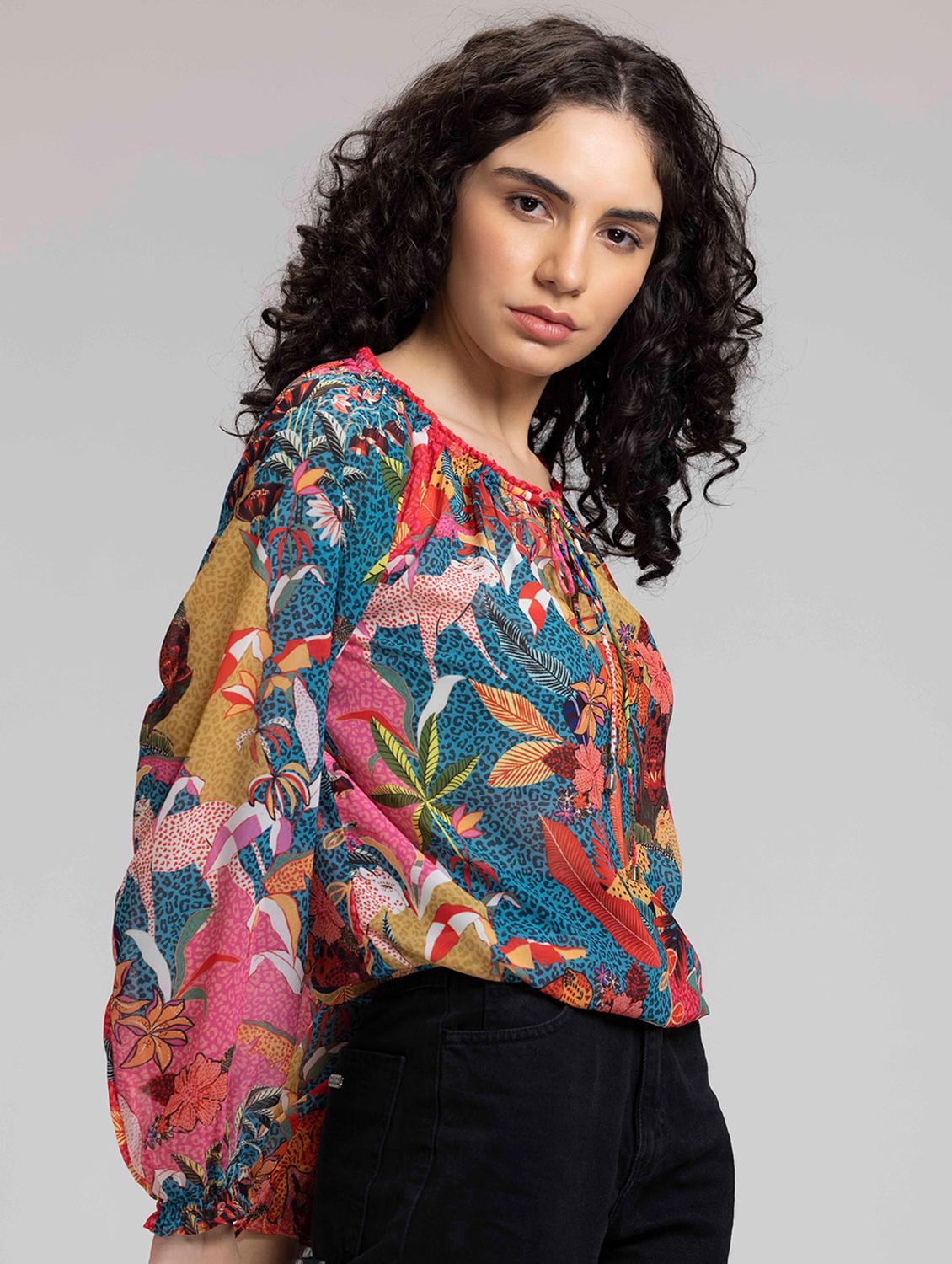 women printed long sleeve top - 21630467 - Standard Image - 2