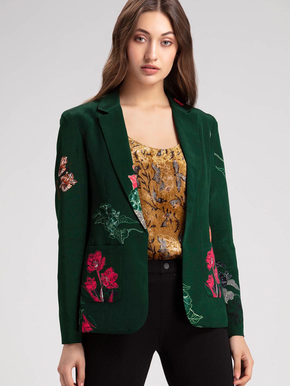 women printed long sleeve casual blazer - 21630502 -  Zoom Image - 0