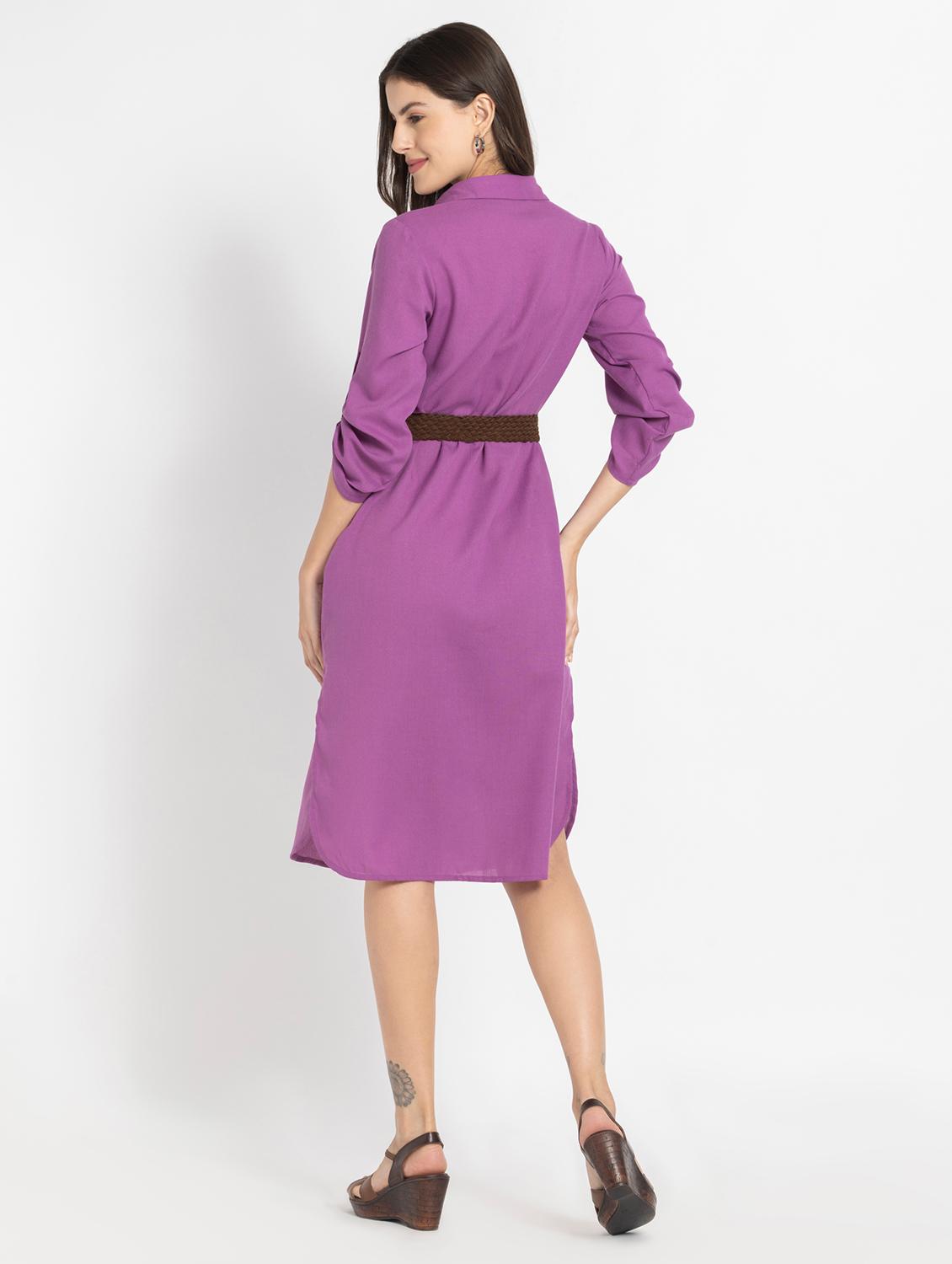 purple solid shirt dress - 21630544 - Standard Image - 2