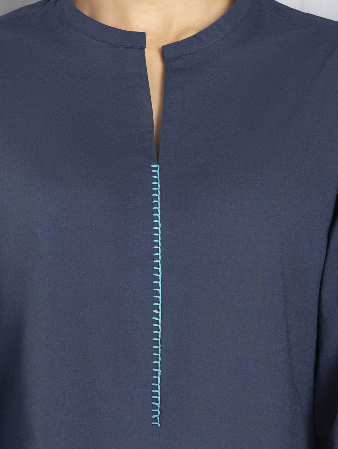 women solid long sleeve straight kurta - 21630561 - Standard Image - 7