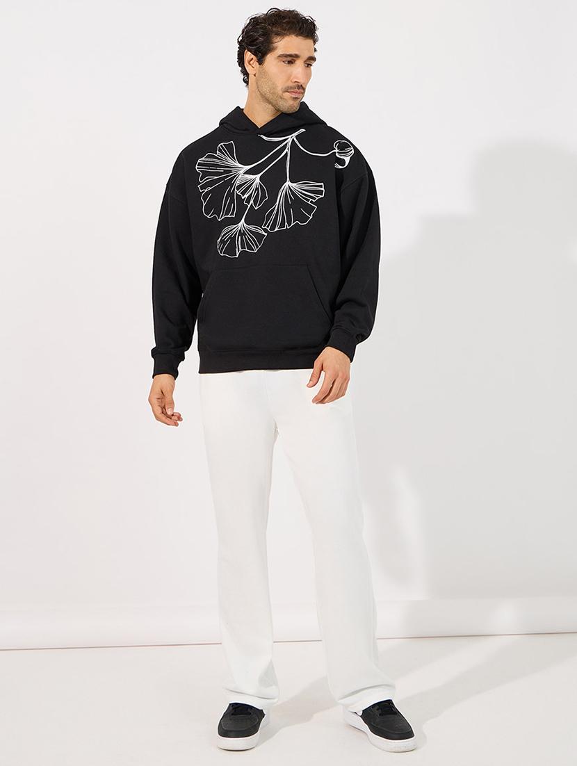 men front print long sleeve hooded sweatshirt - 21630623 - Standard Image - 2