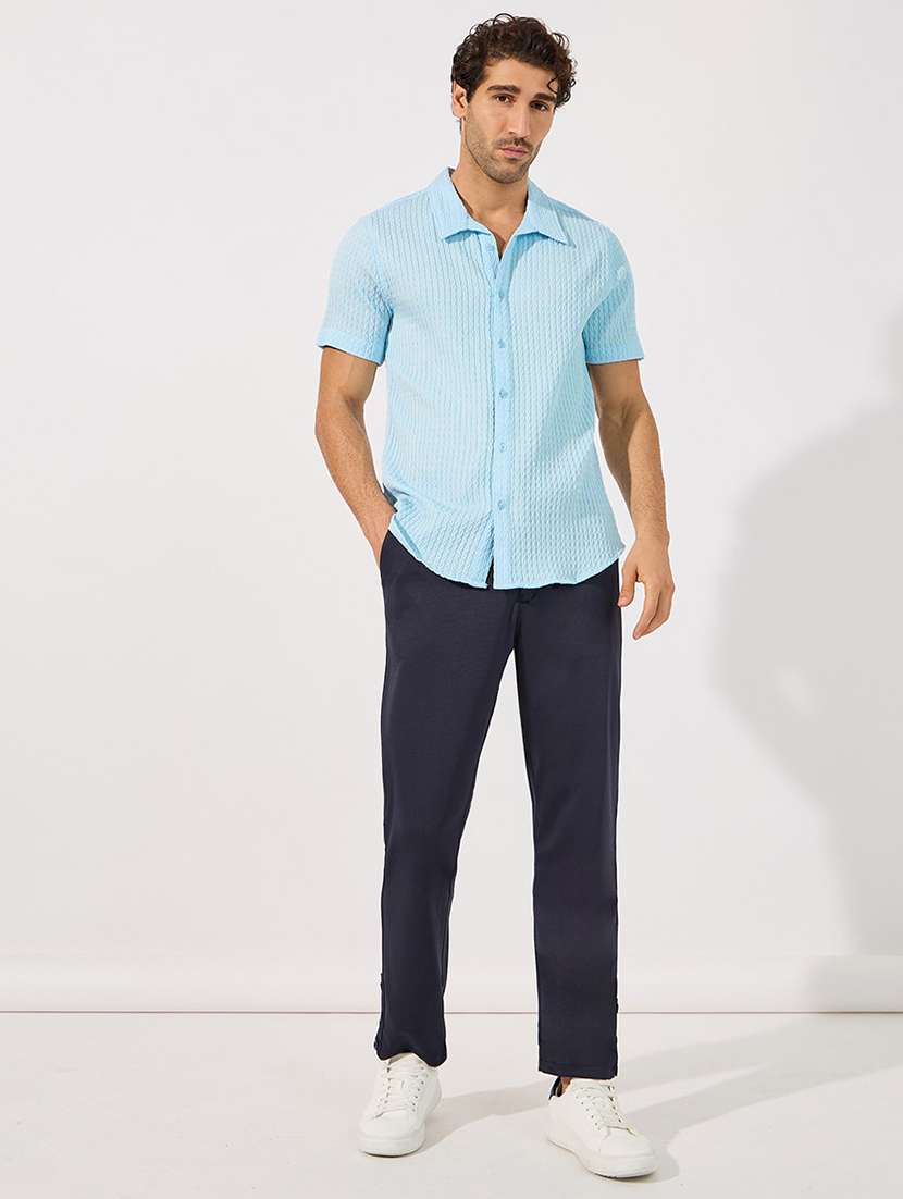 styli men waffle texture regular fit half sleeve shirt - 21630643 - Standard Image - 2