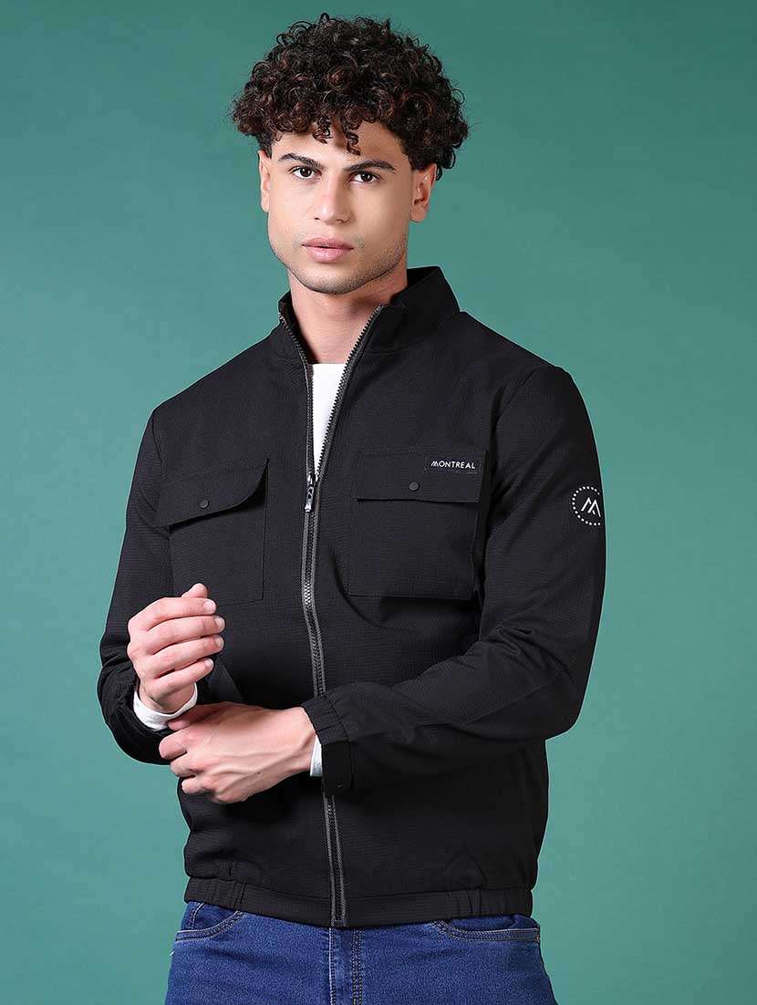 men solid long sleeve casual jacket