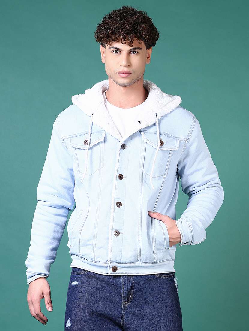 men long sleeves solid denim casual jacket