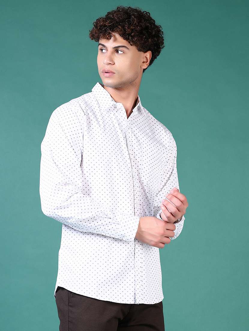 men micro print long sleeve casual shirt - 21630710 -  Standard Image - 2