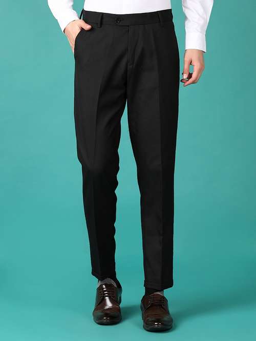 men mid rise solid flat front formal trouser - 21630714 -  Standard Image - 0
