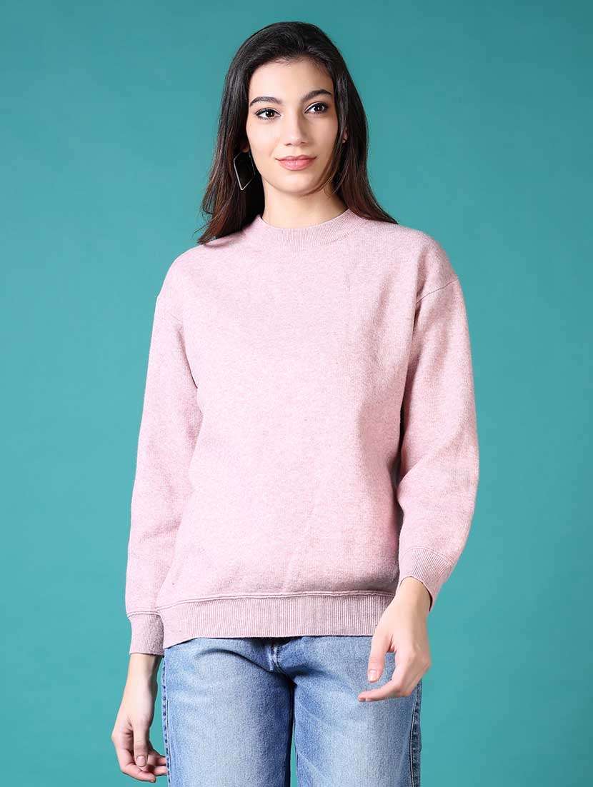 women solid long sleeves pullover