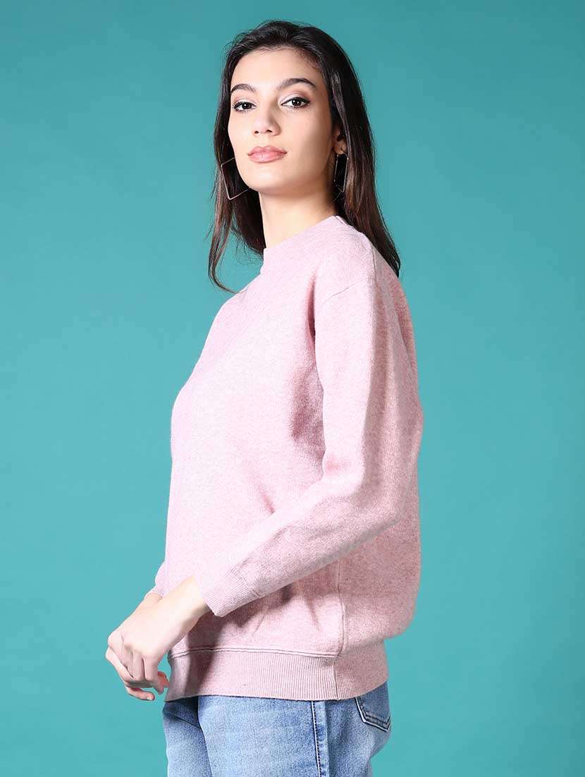 women solid long sleeves pullover - 21630990 -  Standard Image - 2