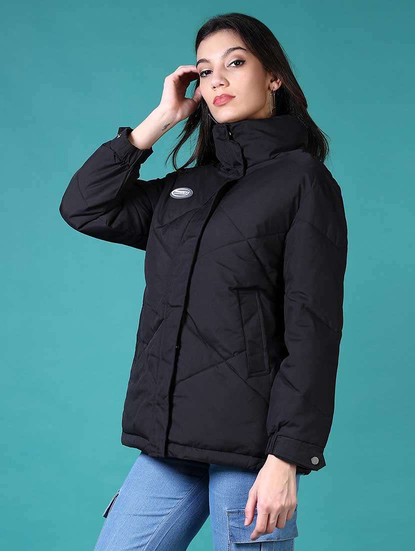 women solid long sleeve quilted jacket - 21631006 -  Standard Image - 2