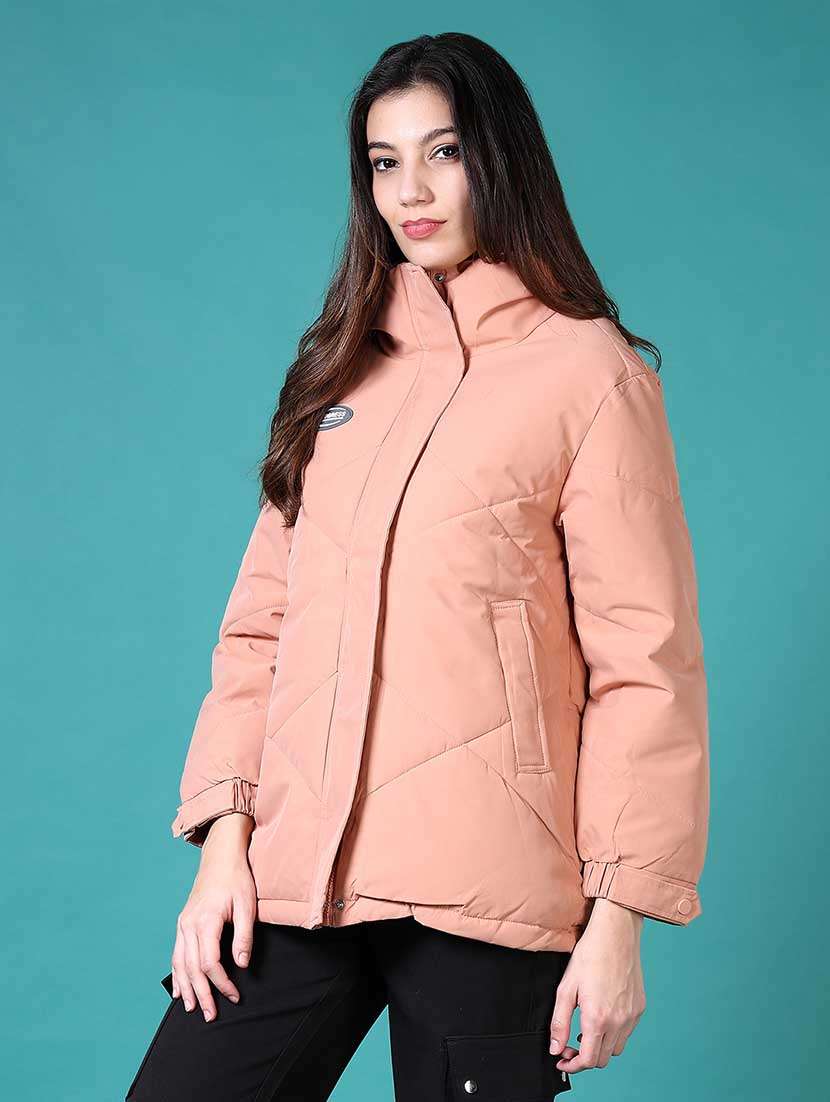 women solid long sleeve quilted jacket - 21631009 -  Standard Image - 2